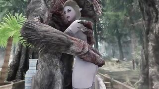 Dark Elf gets her beaver smashed by a Troll