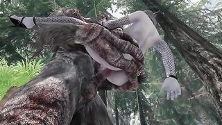 Dark Elf gets her beaver smashed by a Troll