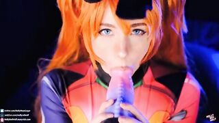 Asuka Langley - Sloppy blowjob and pussy creampie action