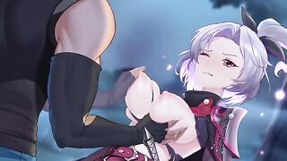 Girl Assassin has sex with her partner, showcasing her deadly charm in a 2D hentai game