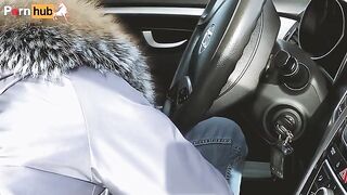 The husband does not have time to pick her up, so she finds a different way in the car