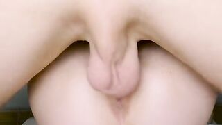 The girl squirts cum on the cock during intense sex