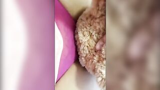Horny bitch loves to hump her favorite teddy bear