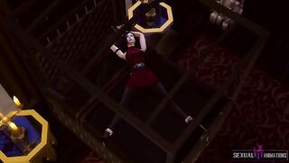 Ada Wong, captured by a zombie police girl, experiences extreme intimacy