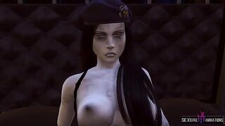 Ada Wong, captured by a zombie police girl, experiences extreme intimacy