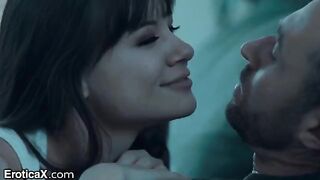 A cute couple have a sensual sex right in the kitchen, full of passion