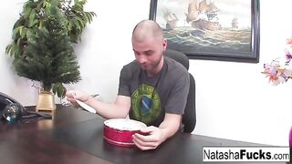 Natasha Nice is too fucking excited to wait to fuck her boss