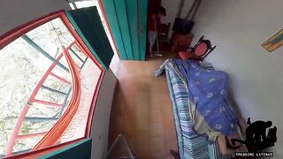 A girl is fucking with a tourist in her hostel, showcasing her wild side