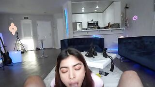 Hazel Heart tried to lick the big dick of a muscular man