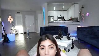 Hazel Heart tried to lick the big dick of a muscular man