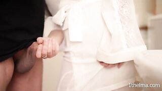 I caught my husband wanking in the bathroom and I helped him finish
