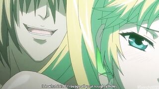 A hot girl in hentai style is fucking with two guys at once