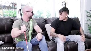 A blind man tricks sexy brunette Vienna Black into sex on the street