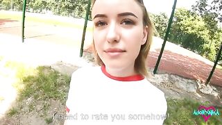 Girl got fucked by a teacher at the stadium to get a good mark