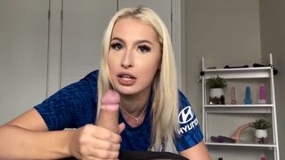 Petite blonde is getting fucked in doggy after winning a trophy