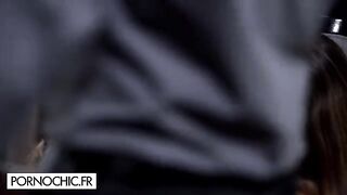 Hot beauty Claire Castel shares a big dick with stunning Lana Rhoades in an orgy