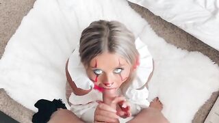 Crazy bitch sucked my cock before the Halloween Party - LittleBuffBabe