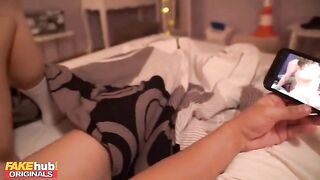 A 19-year-old stepsister with a great ass gets horny at night and wants to have fun