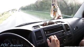 A cute girl hitchhiked, got fucked in the car, and came back