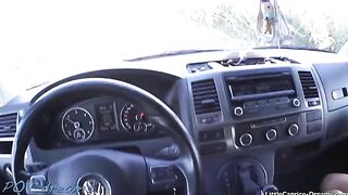 A cute girl hitchhiked, got fucked in the car, and came back