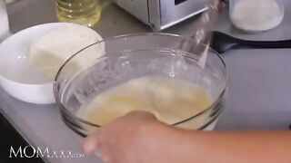 Czech MILF Florane Russell gets intimate with her stepdaughter in the kitchen