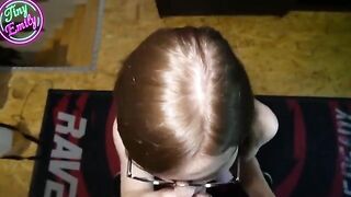 The perverted student gets her glasses covered with man's sperm