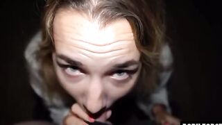 Petite cutie Mona Blue gets her throat filled with cum