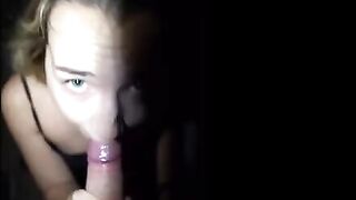 Petite cutie Mona Blue gets her throat filled with cum