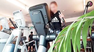 The sexy fitness girl is exercising and then having sex