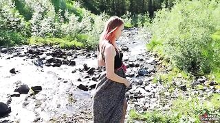 A girl wanted sex and a creampie with her partner outdoors