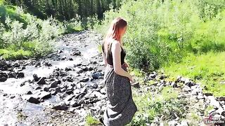 A girl wanted sex and a creampie with her partner outdoors