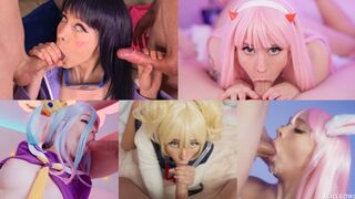 Best cosplay blowjob compilation with stunning Alice Bong’s deep throat skills