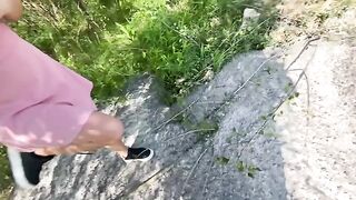 A pick up guy is fucking a girl with wet pussy outdoors