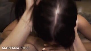 A friend is giving a lesson to the hot girl Maryana Rose on how to fuck