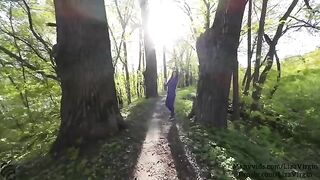 A sexy girl gets cum in her mouth while fucking outdoors