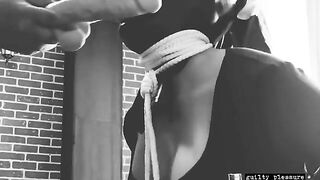 Bound slave gets huge dildo in mouth and stinky pussy - Sex Tape