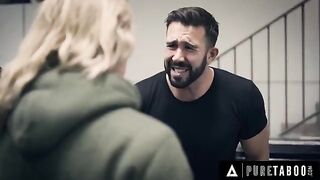 A homeless girl is getting fucked by a family man in this taboo video