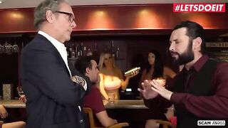 Two voluptuous women getting fucked by their boss on LETSDOEIT
