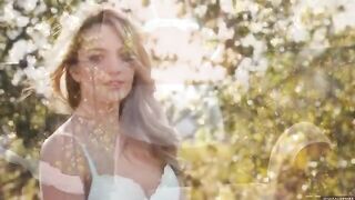 A glamorous woman enjoys nature and calls for a guy in the woods