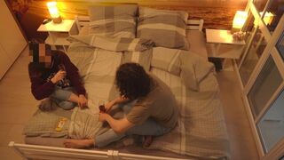 A hot amateur couple, fit and eager, enjoy intimate moments with a hidden camera