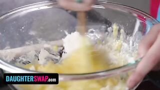Jill Kassidy and Arya Fae are cooking for their stepdads and using a vibrator