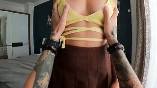 A hot blowjob and cum shot for the beautiful girl