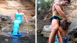 A mermaid lured me to fuck her at sea while my friends were sailing