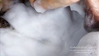 Horny blondie gives me a blowjob in the bath and more