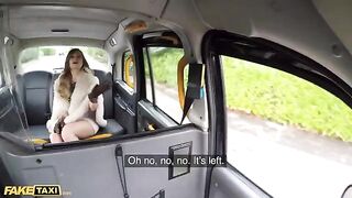 A naughty girl is getting fucked by a cabbie in his taxi, just like a true slut