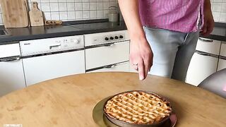 Hot stepmom fucked with her son and a sex-doll in the kitchen