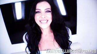 Theodora Day, sexy brunette with blue eyes, skillfully sucks and rides cock in HD