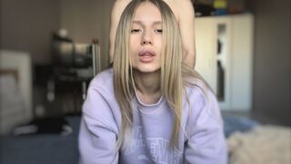 The girl is passionate and shows her body to her boyfriend