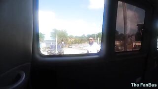 Queen Rogue’s huge ass shakes on the fan bus with intense action