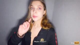 We fucked on the stairs while the parents were at home - Cum in panties and put them on - POV 4K